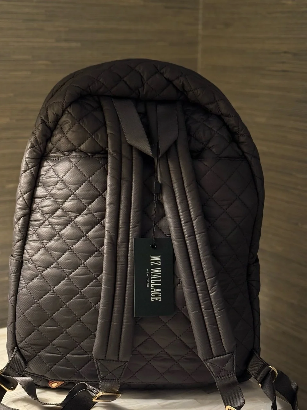 MZ Wallace Quilted Backpack with Tan Accents